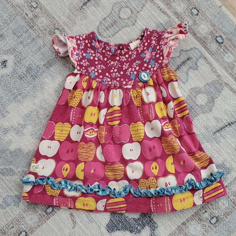 Wildflowers Baby Girl Apple Ruffle Dress Sz12m